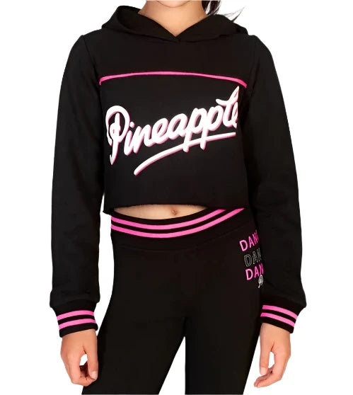 Pineapple Girls Black Crop Hoodie