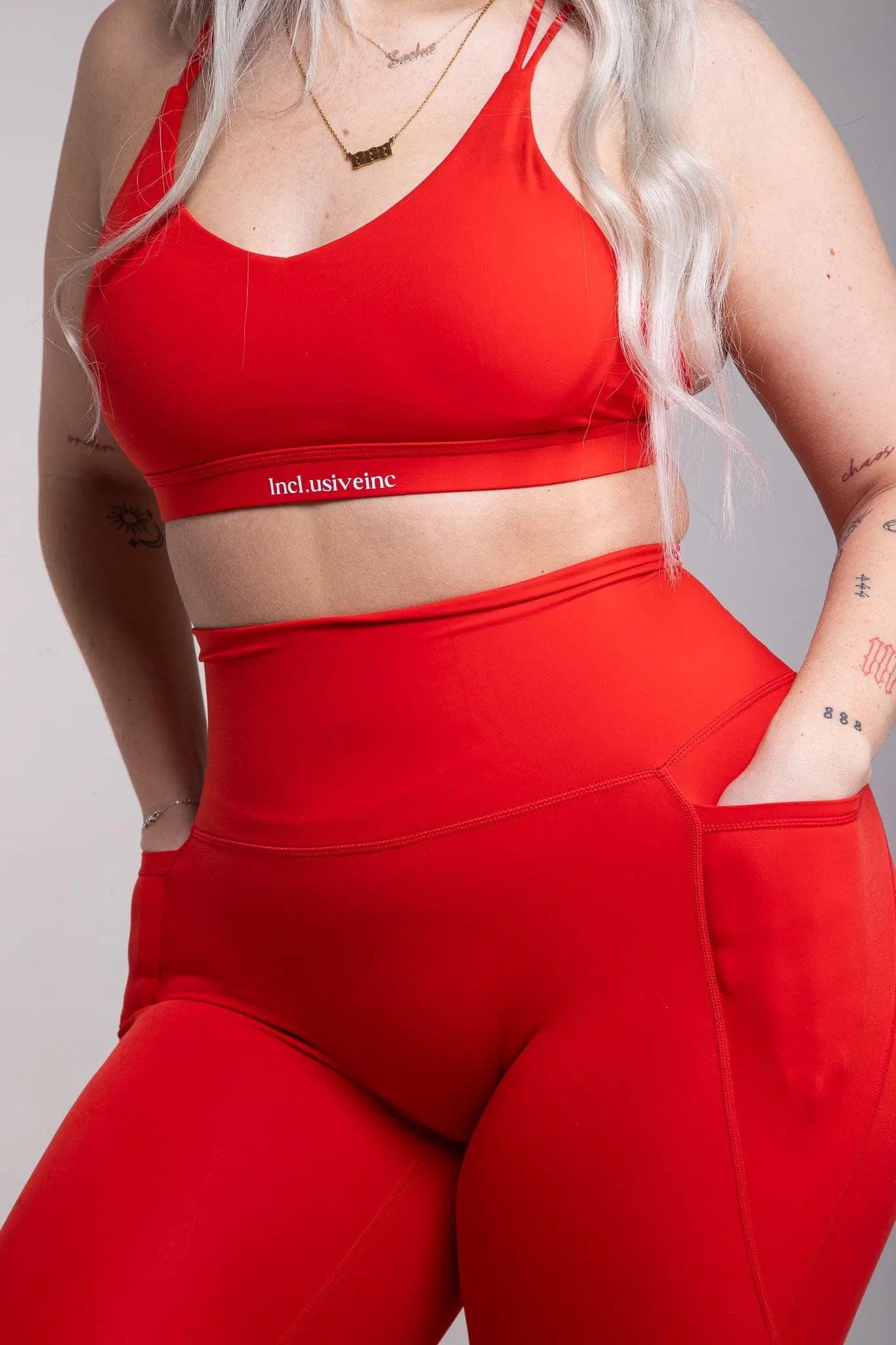 Active Red  Leggings with Pockets