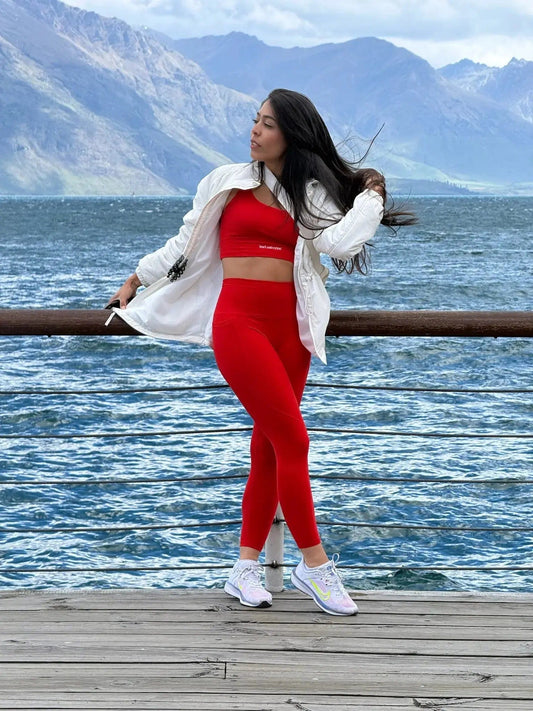 Active Red  Leggings with Pockets