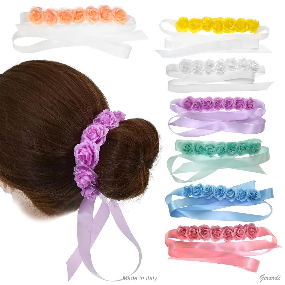 Ribbon bun wrap with roses