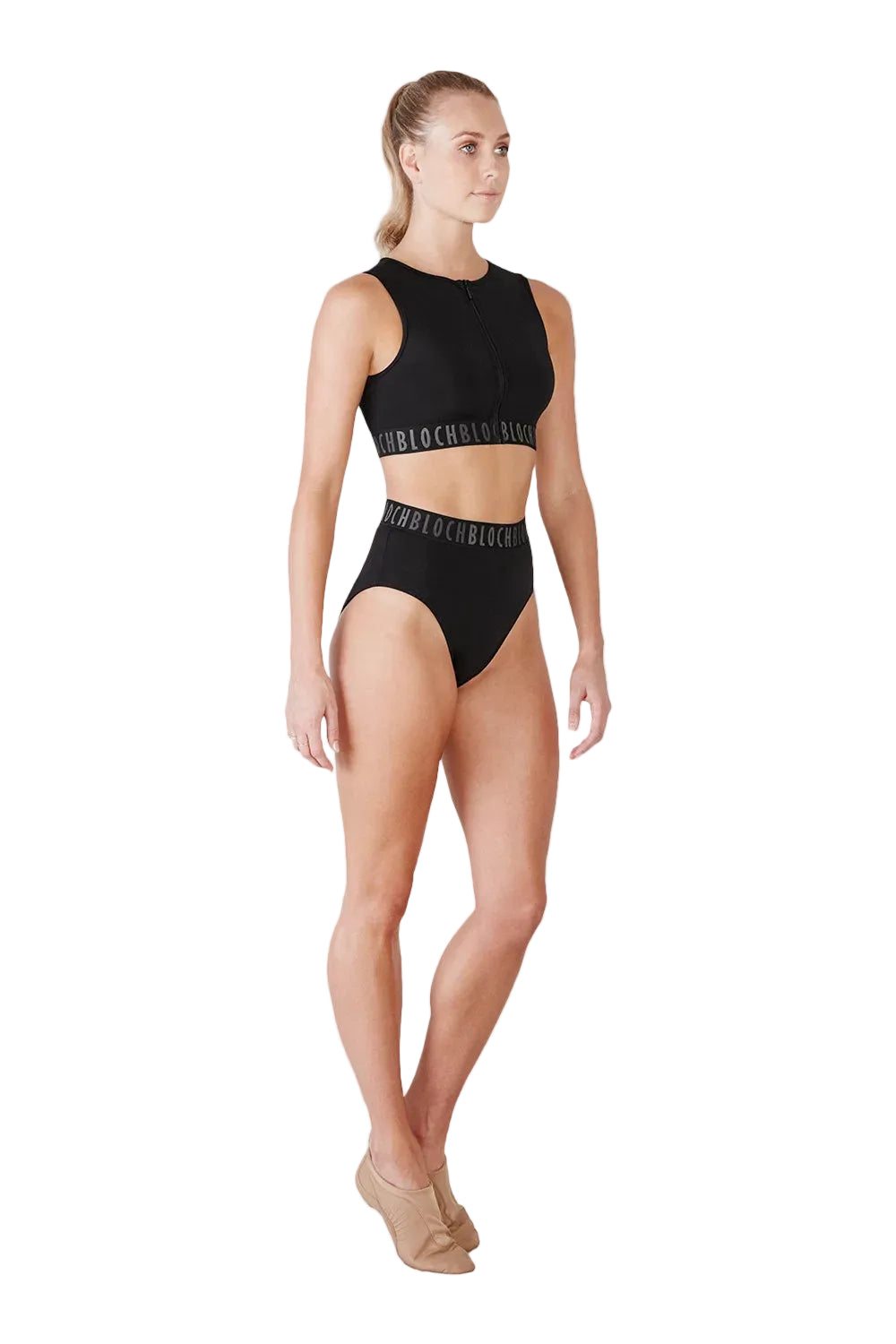 Ladies Remy Zip Front Crop Top