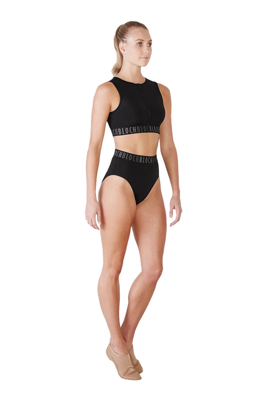 Ladies Remy Zip Front Crop Top