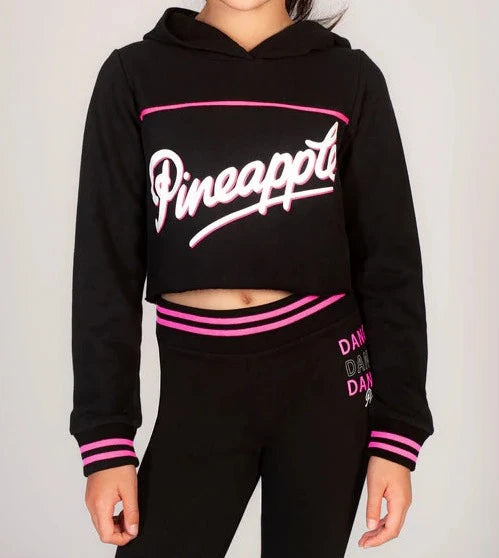 Pineapple Girls Black Crop Hoodie