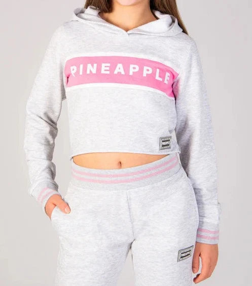 Pineapple Girls Pink Panel Crop Hoodie