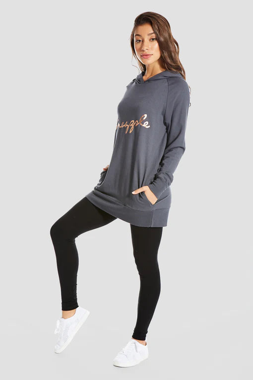 Pineapple Charcoal Longline Hoodie