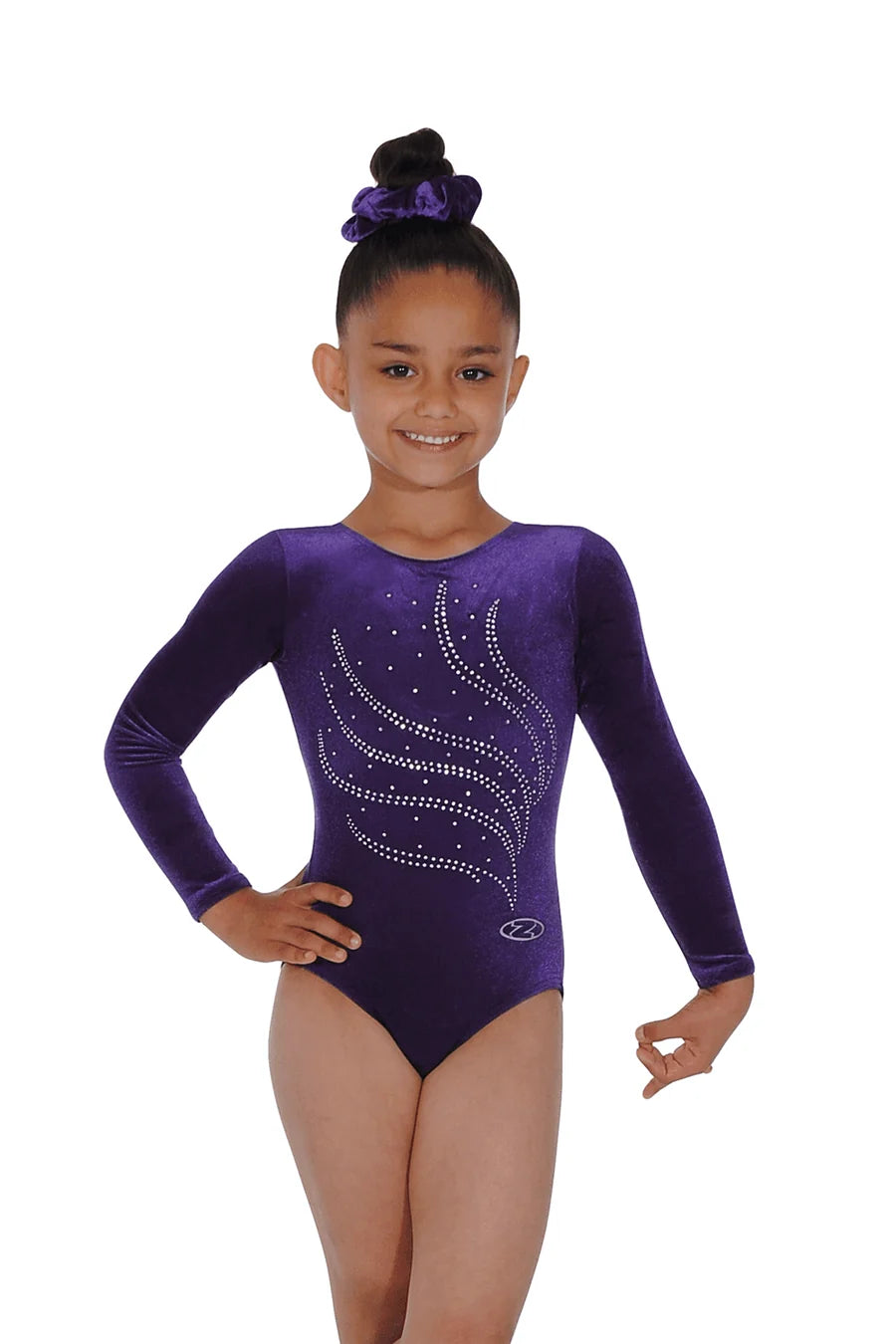 Tiara Crystal Motif Long Sleeved Gym Leotard